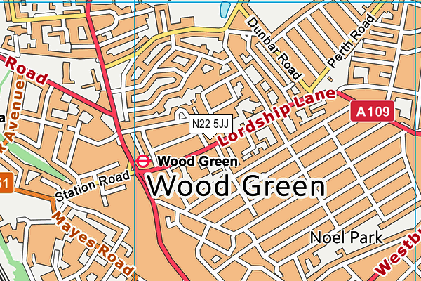 N22 5JJ map - OS VectorMap District (Ordnance Survey) N22 5JJ map - OS VectorMap District (Ordnance Survey)