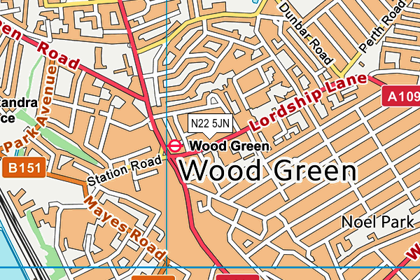 N22 5JN map - OS VectorMap District (Ordnance Survey) N22 5JN map - OS VectorMap District (Ordnance Survey)