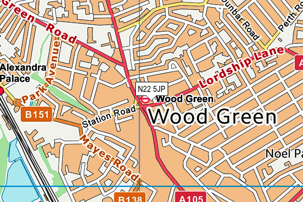 N22 5JP map - OS VectorMap District (Ordnance Survey) N22 5JP map - OS VectorMap District (Ordnance Survey)