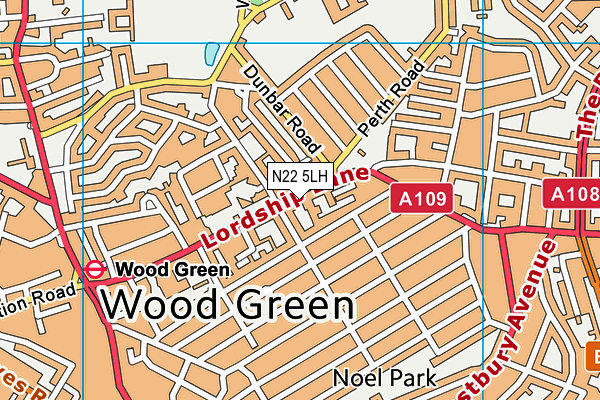 N22 5LH map - OS VectorMap District (Ordnance Survey) N22 5LH map - OS VectorMap District (Ordnance Survey)
