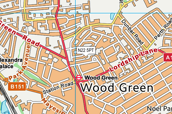 N22 5PT map - OS VectorMap District (Ordnance Survey) N22 5PT map - OS VectorMap District (Ordnance Survey)