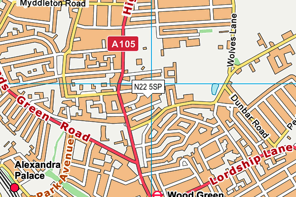 N22 5SP map - OS VectorMap District (Ordnance Survey) N22 5SP map - OS VectorMap District (Ordnance Survey)