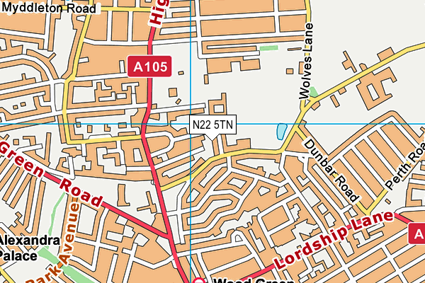 N22 5TN map - OS VectorMap District (Ordnance Survey) N22 5TN map - OS VectorMap District (Ordnance Survey)