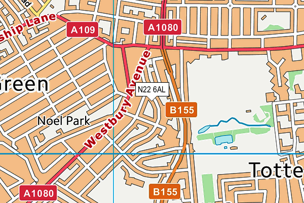 N22 6AL map - OS VectorMap District (Ordnance Survey) N22 6AL map - OS VectorMap District (Ordnance Survey)