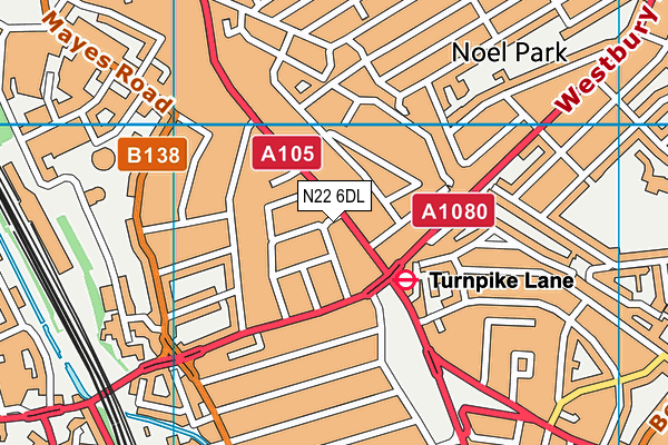 N22 6DL map - OS VectorMap District (Ordnance Survey) N22 6DL map - OS VectorMap District (Ordnance Survey)