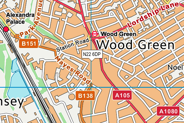 N22 6DP map - OS VectorMap District (Ordnance Survey) N22 6DP map - OS VectorMap District (Ordnance Survey)