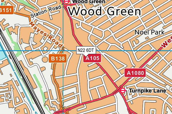 N22 6DT map - OS VectorMap District (Ordnance Survey) N22 6DT map - OS VectorMap District (Ordnance Survey)