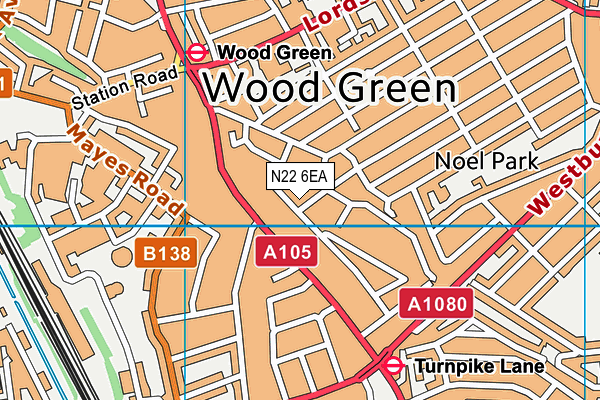 N22 6EA map - OS VectorMap District (Ordnance Survey) N22 6EA map - OS VectorMap District (Ordnance Survey)