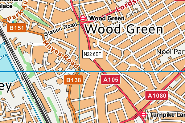 N22 6EF map - OS VectorMap District (Ordnance Survey) N22 6EF map - OS VectorMap District (Ordnance Survey)