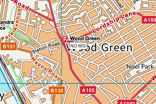 N22 6EQ map - OS VectorMap District (Ordnance Survey) N22 6EQ map - OS VectorMap District (Ordnance Survey)