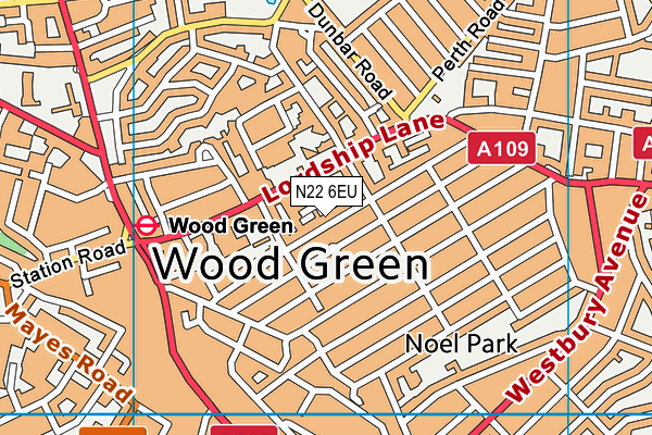 N22 6EU map - OS VectorMap District (Ordnance Survey) N22 6EU map - OS VectorMap District (Ordnance Survey)