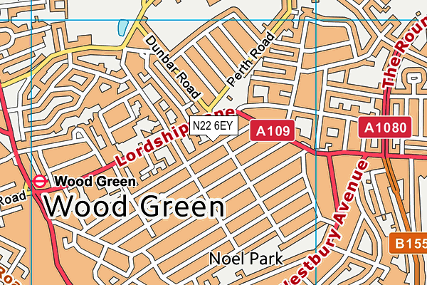 N22 6EY map - OS VectorMap District (Ordnance Survey) N22 6EY map - OS VectorMap District (Ordnance Survey)