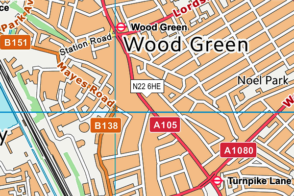N22 6HE map - OS VectorMap District (Ordnance Survey) N22 6HE map - OS VectorMap District (Ordnance Survey)