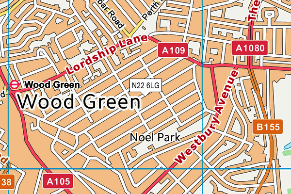 N22 6LG map - OS VectorMap District (Ordnance Survey) N22 6LG map - OS VectorMap District (Ordnance Survey)