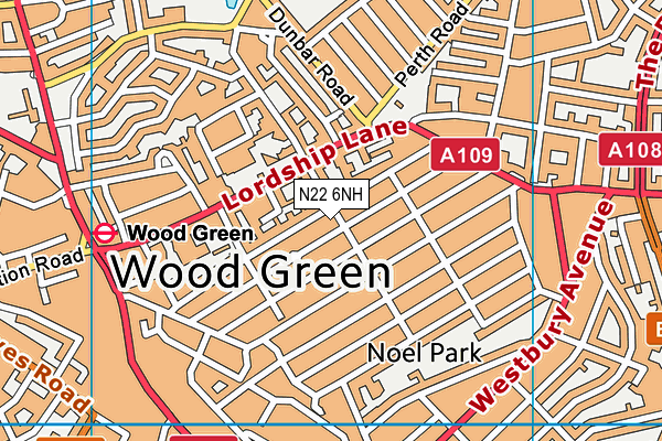 N22 6NH map - OS VectorMap District (Ordnance Survey) N22 6NH map - OS VectorMap District (Ordnance Survey)