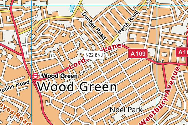 N22 6NJ map - OS VectorMap District (Ordnance Survey) N22 6NJ map - OS VectorMap District (Ordnance Survey)