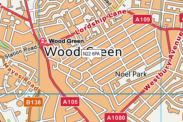 N22 6PA map - OS VectorMap District (Ordnance Survey) N22 6PA map - OS VectorMap District (Ordnance Survey)