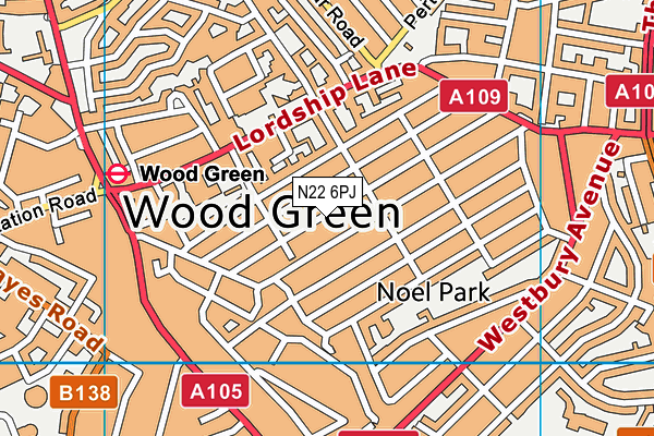 N22 6PJ map - OS VectorMap District (Ordnance Survey) N22 6PJ map - OS VectorMap District (Ordnance Survey)