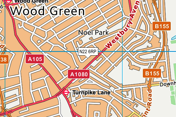 N22 6RP map - OS VectorMap District (Ordnance Survey) N22 6RP map - OS VectorMap District (Ordnance Survey)