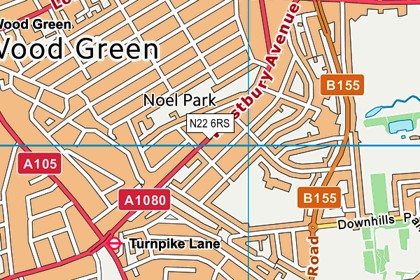 N22 6RS map - OS VectorMap District (Ordnance Survey)