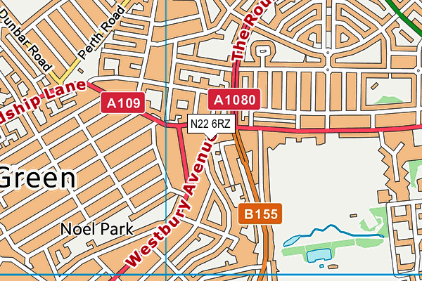 N22 6RZ map - OS VectorMap District (Ordnance Survey) N22 6RZ map - OS VectorMap District (Ordnance Survey)