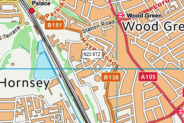 N22 6TZ map - OS VectorMap District (Ordnance Survey) N22 6TZ map - OS VectorMap District (Ordnance Survey)