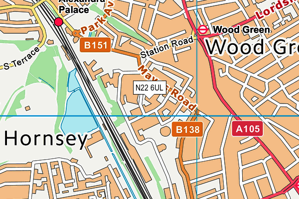 N22 6UL map - OS VectorMap District (Ordnance Survey) N22 6UL map - OS VectorMap District (Ordnance Survey)