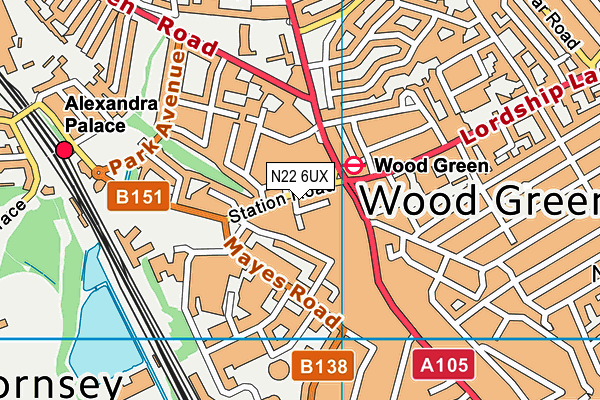 N22 6UX map - OS VectorMap District (Ordnance Survey) N22 6UX map - OS VectorMap District (Ordnance Survey)