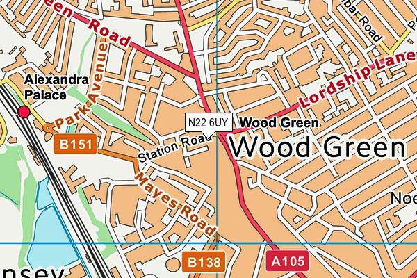 N22 6UY map - OS VectorMap District (Ordnance Survey) N22 6UY map - OS VectorMap District (Ordnance Survey)