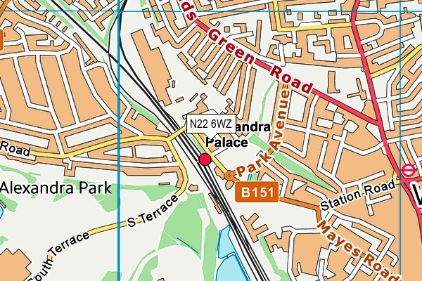 N22 6WZ map - OS VectorMap District (Ordnance Survey) N22 6WZ map - OS VectorMap District (Ordnance Survey)