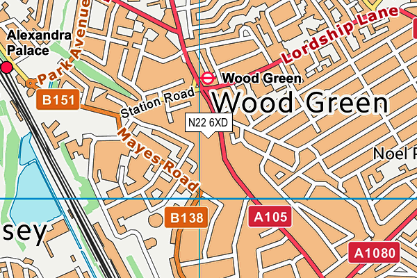 N22 6XD map - OS VectorMap District (Ordnance Survey) N22 6XD map - OS VectorMap District (Ordnance Survey)