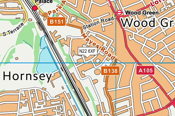 N22 6XF map - OS VectorMap District (Ordnance Survey)