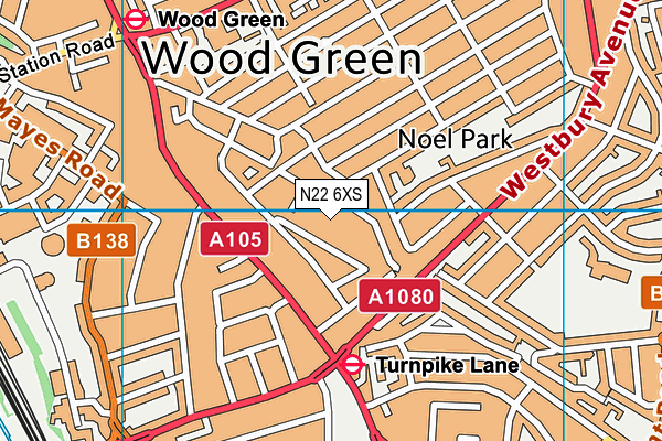 N22 6XS map - OS VectorMap District (Ordnance Survey) N22 6XS map - OS VectorMap District (Ordnance Survey)