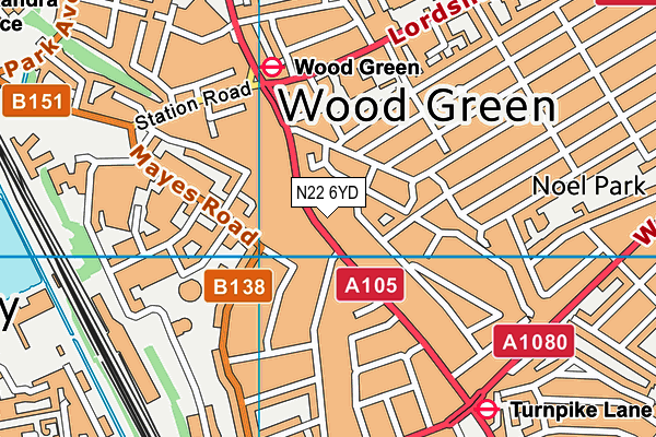 N22 6YD map - OS VectorMap District (Ordnance Survey) N22 6YD map - OS VectorMap District (Ordnance Survey)