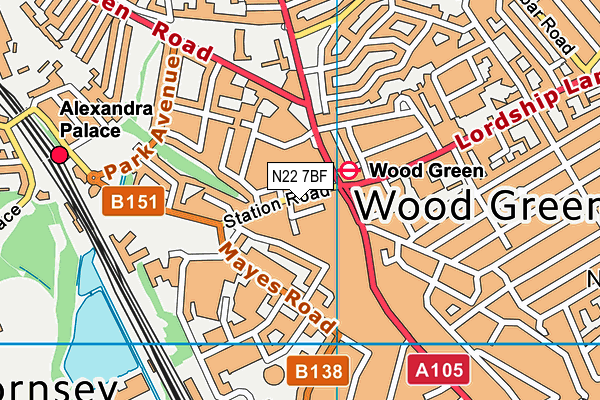 N22 7BF map - OS VectorMap District (Ordnance Survey) N22 7BF map - OS VectorMap District (Ordnance Survey)