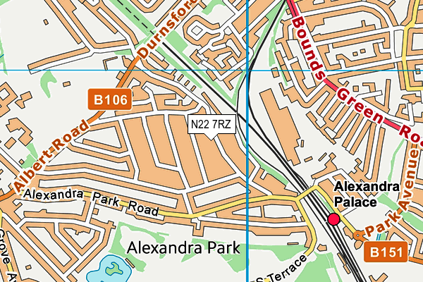 N22 7RZ map - OS VectorMap District (Ordnance Survey) N22 7RZ map - OS VectorMap District (Ordnance Survey)