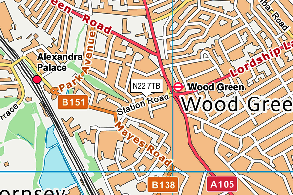 N22 7TB map - OS VectorMap District (Ordnance Survey) N22 7TB map - OS VectorMap District (Ordnance Survey)