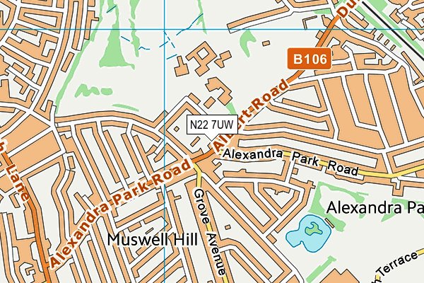 N22 7UW map - OS VectorMap District (Ordnance Survey) N22 7UW map - OS VectorMap District (Ordnance Survey)