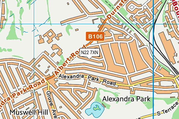 N22 7XN map - OS VectorMap District (Ordnance Survey) N22 7XN map - OS VectorMap District (Ordnance Survey)