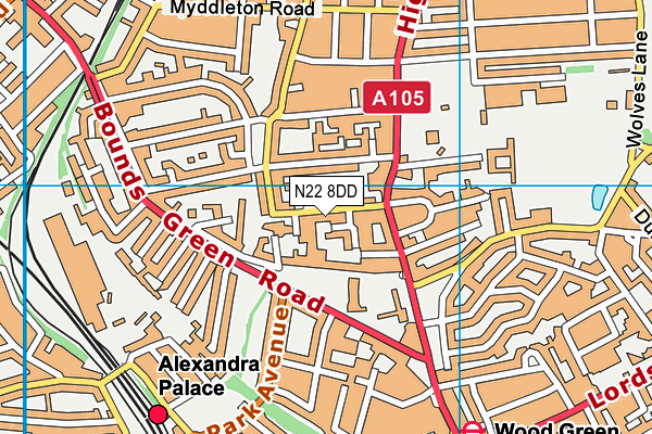 N22 8DD map - OS VectorMap District (Ordnance Survey) N22 8DD map - OS VectorMap District (Ordnance Survey)