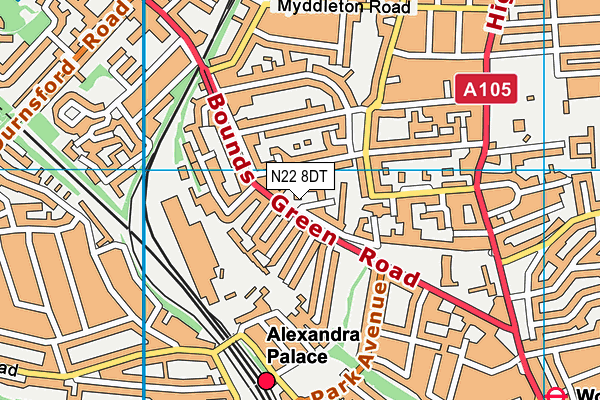 N22 8DT map - OS VectorMap District (Ordnance Survey) N22 8DT map - OS VectorMap District (Ordnance Survey)