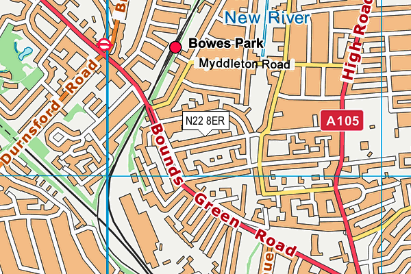 N22 8ER map - OS VectorMap District (Ordnance Survey) N22 8ER map - OS VectorMap District (Ordnance Survey)