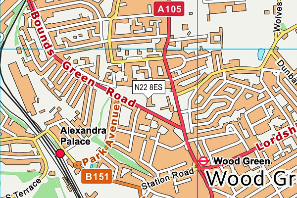 N22 8ES map - OS VectorMap District (Ordnance Survey) N22 8ES map - OS VectorMap District (Ordnance Survey)