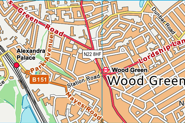 N22 8HF map - OS VectorMap District (Ordnance Survey) N22 8HF map - OS VectorMap District (Ordnance Survey)