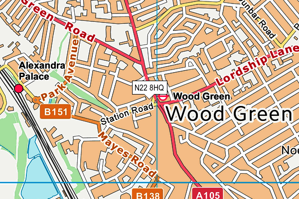 N22 8HQ map - OS VectorMap District (Ordnance Survey) N22 8HQ map - OS VectorMap District (Ordnance Survey)