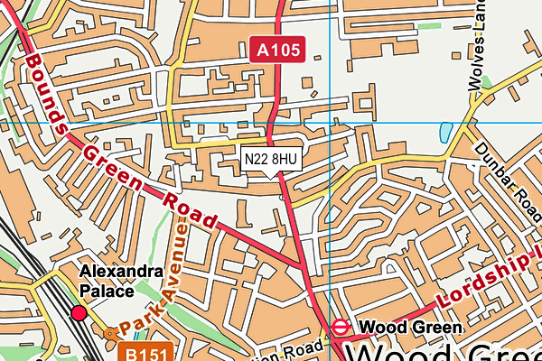 N22 8HU map - OS VectorMap District (Ordnance Survey) N22 8HU map - OS VectorMap District (Ordnance Survey)