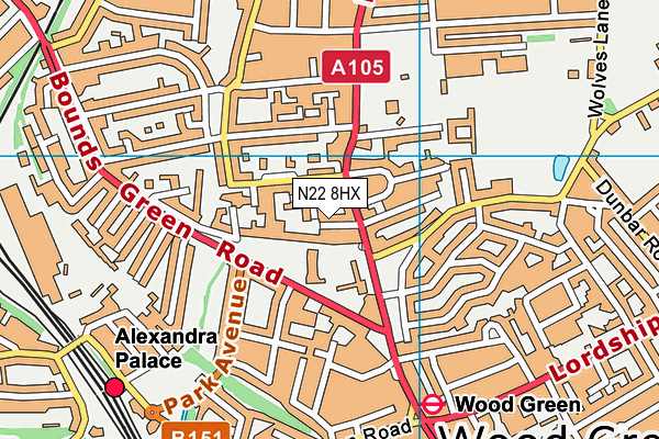 N22 8HX map - OS VectorMap District (Ordnance Survey) N22 8HX map - OS VectorMap District (Ordnance Survey)