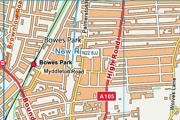 N22 8JJ map - OS VectorMap District (Ordnance Survey) N22 8JJ map - OS VectorMap District (Ordnance Survey)