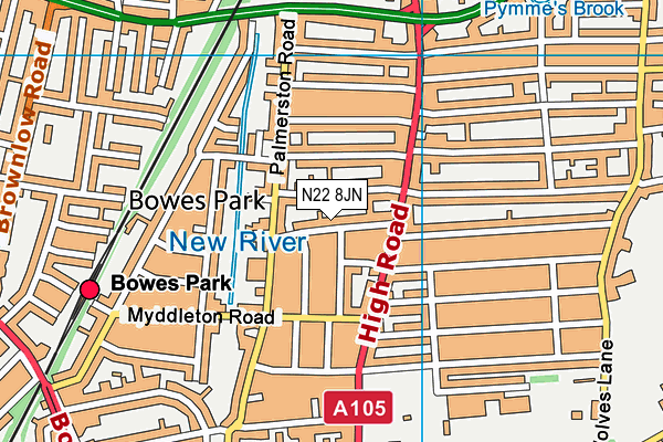 N22 8JN map - OS VectorMap District (Ordnance Survey) N22 8JN map - OS VectorMap District (Ordnance Survey)