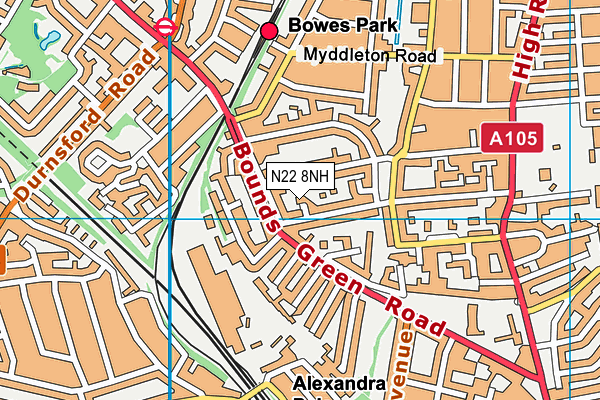 N22 8NH map - OS VectorMap District (Ordnance Survey) N22 8NH map - OS VectorMap District (Ordnance Survey)